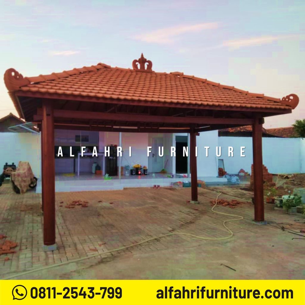 Gazebo Kayu Klasik Desain Simpel & Natural 3x5 Meter Tahan Cuaca & Estetik