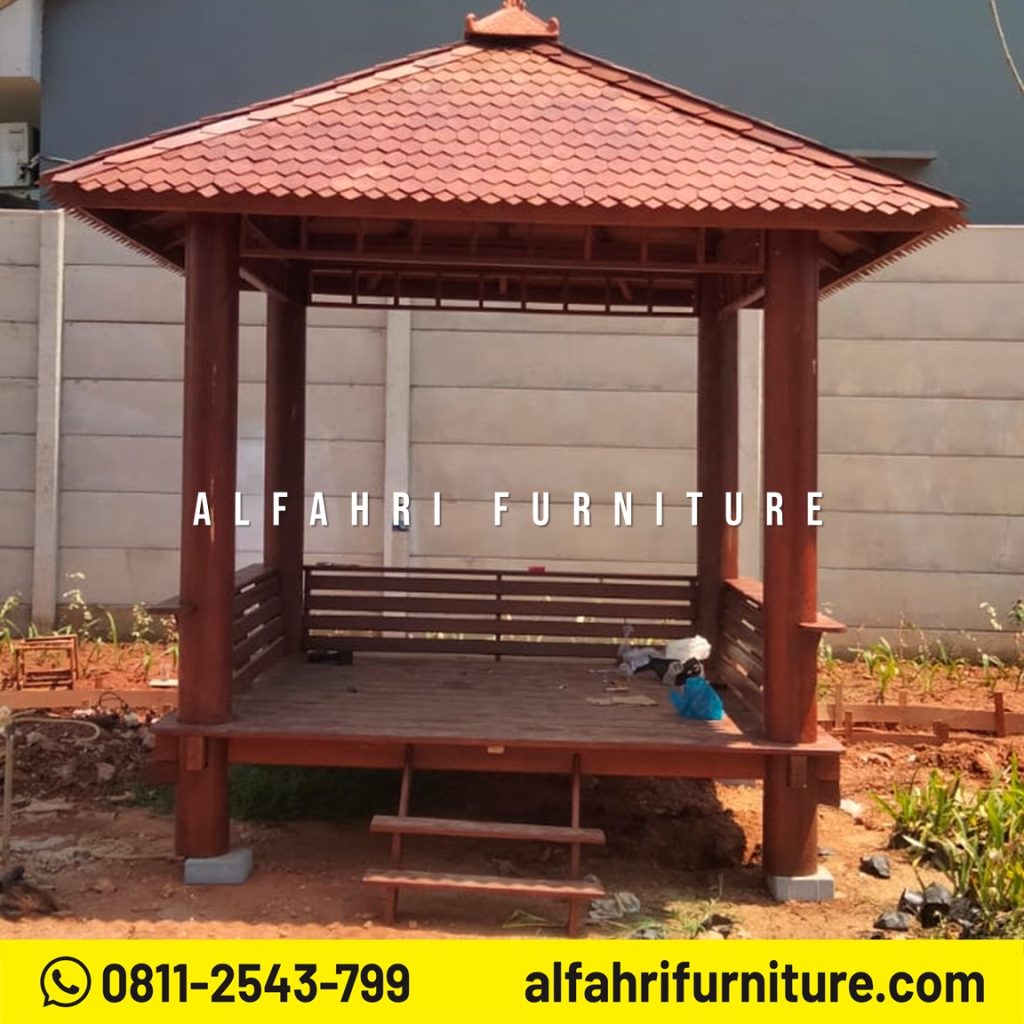 Gazebo Minimalis Unik 2,5×2,5 Meter untuk Santai Keluarga | Alfahri Furniture