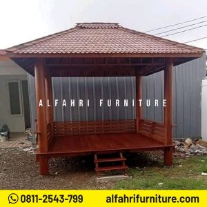 Gazebo Kayu Minimalis 2x3 Meter Atap Sirap Ulin