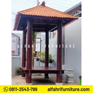 Gazebo Kayu Minimalis Outdoor 2x3 Meter Atap Sirap Ulin