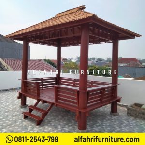 Gazebo Kayu Minimalis Terbaru 2x3 Meter Atap Sirap Ulin