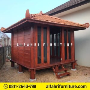 Rumah Kayu Minimalis Modern 3x3 Meter untuk Taman Rumah Atap Genteng Sirap