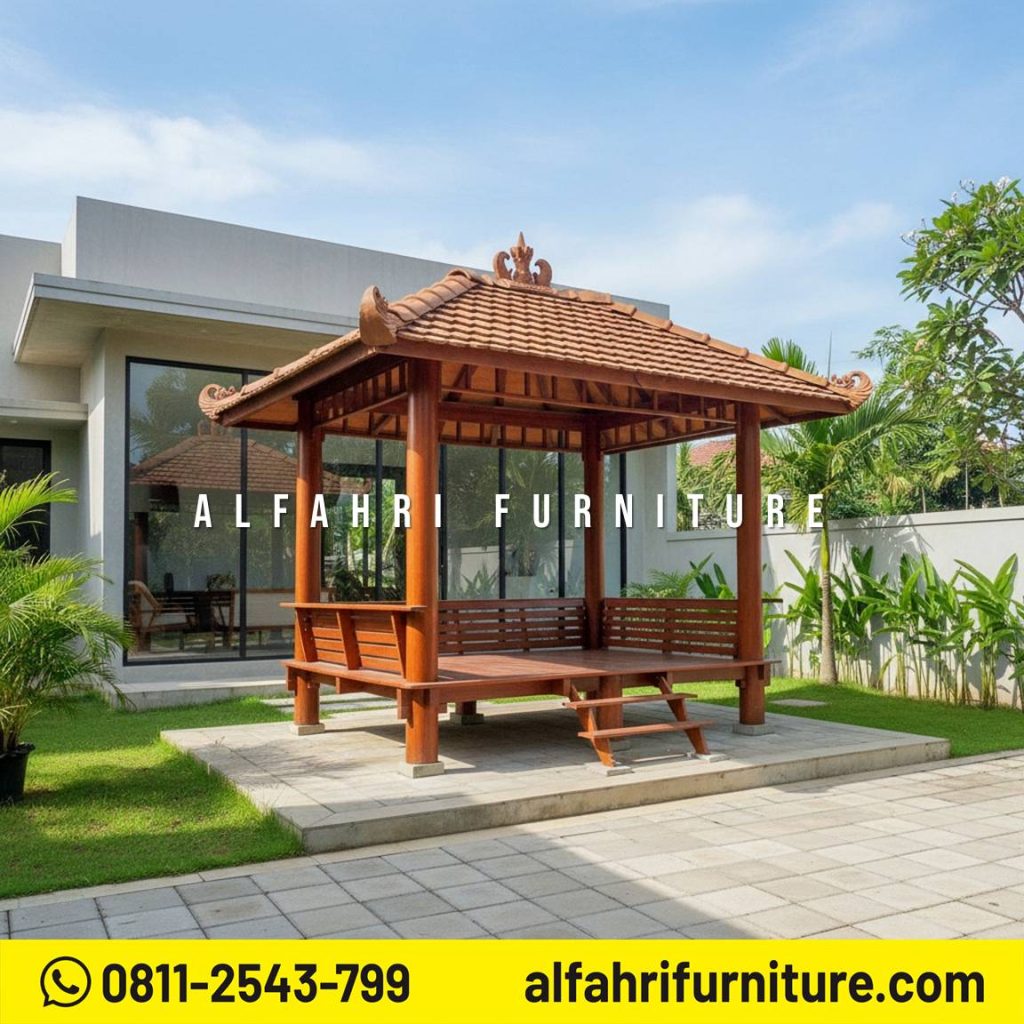 Gazebo Teras Depan Rumah Finishing Premium 2x3 Atap Genteng Sirap