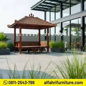 Gazebo Taman Tropis untuk Rumah dan Villa 2x3 Atap Genteng Sirap