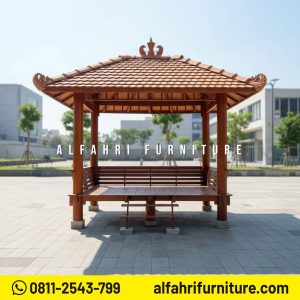 Gazebo Kayu Minimalis Cocok untuk Area Santai Outdoor 2x3 Atap Genteng Sirap