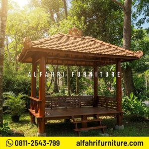 Gazebo Taman Estetik Gaya Bali Elegan 2x3 Atap Genteng Sirap