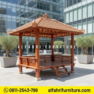 Gazebo Kayu Modern Cocok untuk Hunian Elegan 2x3 Atap Genteng Sirap