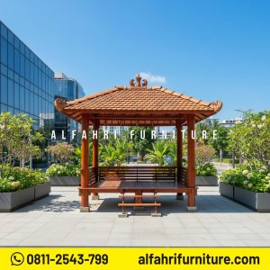 Gazebo Taman Modern Finishing Premium 2x3 Atap Genteng Sirap