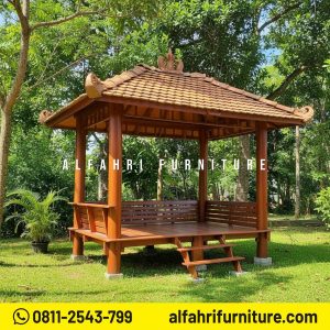 Gazebo Taman Modern Cocok untuk Teras Rumah 2x3 Atap Genteng Sirap