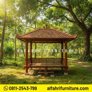 Gazebo Klasik Outdoor untuk Hunian Mewah 2x3 Atap Genteng Sirap