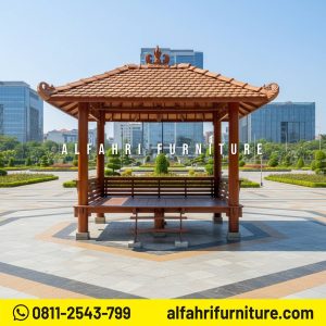 Gazebo Tropis Modern Gaya Santai Outdoor 2x3 Atap Genteng Sirap