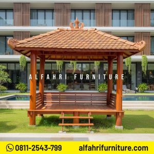 Gazebo Taman Minimalis Desain Premium Finishing Rapi 2x3 Atap Genteng Sirap