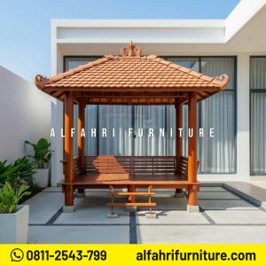 Gazebo Teras Rumah Desain Modern Anti Rayap 2x3 Atap Genteng Sirap