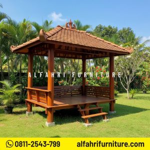 Gazebo Cantik Desain Kekinian Tahan Panas dan Hujan 2x3 Atap Genteng Sirap
