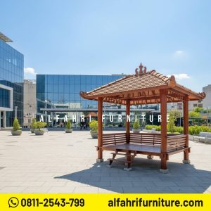 Gazebo Taman Elegan Desain Modern Ala Villa 2x3 Atap Genteng Sirap