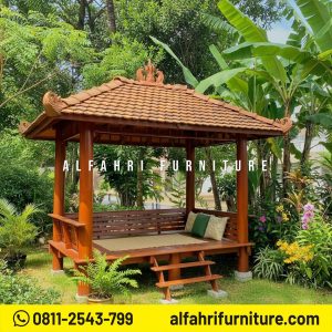 Gazebo Taman Minimalis Ukuran Custom Ready Pasang 2x3 Atap Genteng Sirap