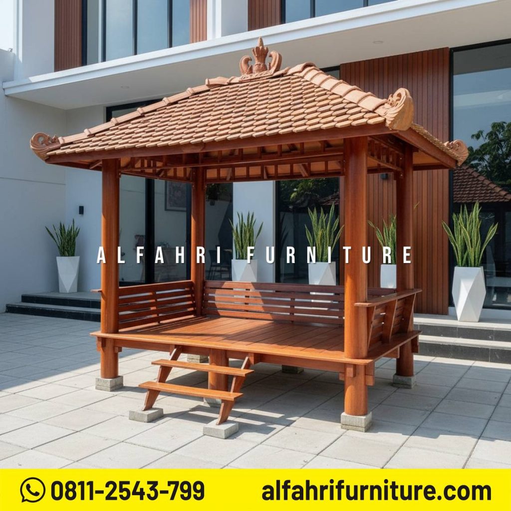 Gazebo Minimalis 2x3 Meter Cocok untuk Halaman Kecil Atap Genteng Sirap