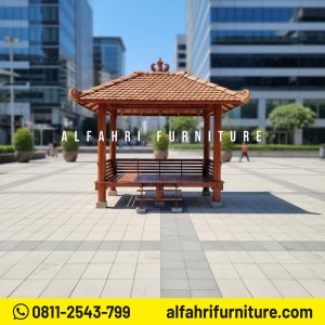 Gazebo Taman Natural Elegan Gaya Klasik Modern 2x3 Atap Genteng Sirap