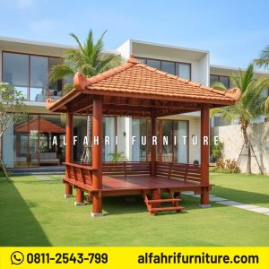 Gazebo Kayu 3x3 Meter Desain Minimalis Modern