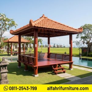 Gazebo Kayu 3x3 Meter Cocok untuk Kumpul Keluarga