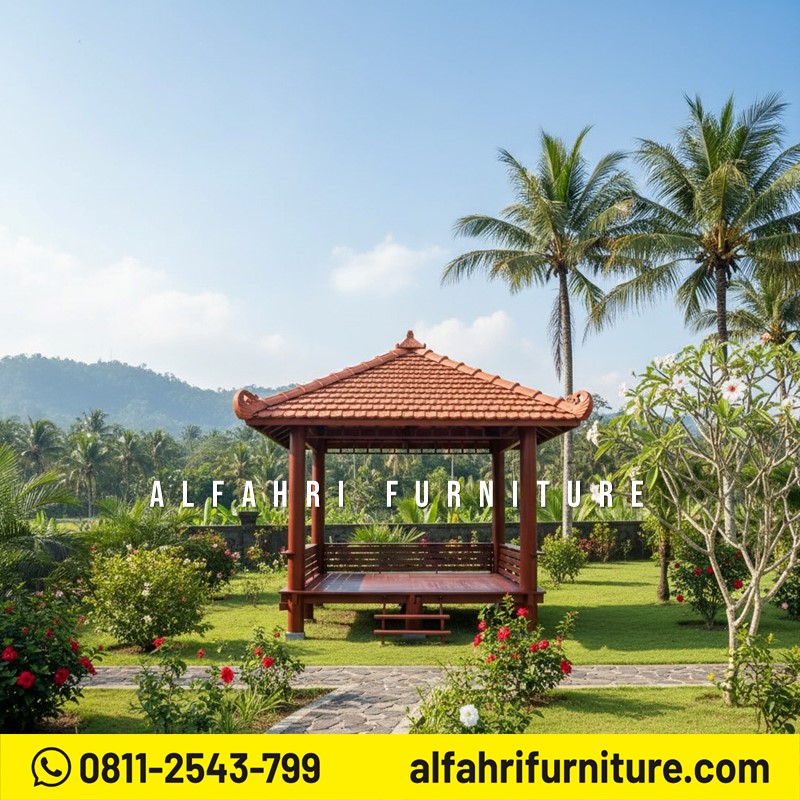 Gazebo Kayu 3x3 Meter untuk Taman Belakang Rumah