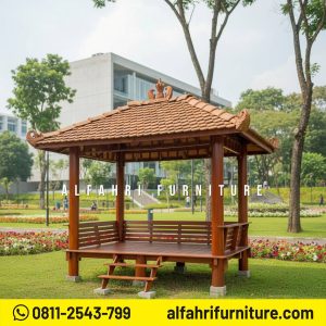 Gazebo Minimalis Modern Dari Kayu Cocok Untuk Taman Rumah 2x3 Meter