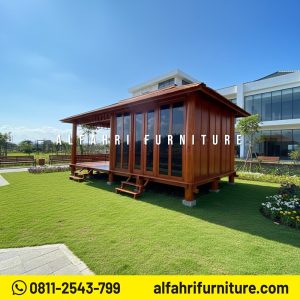 Gazebo Rumah Kayu 3x6 Untuk Tempat Bersantai Keluarga