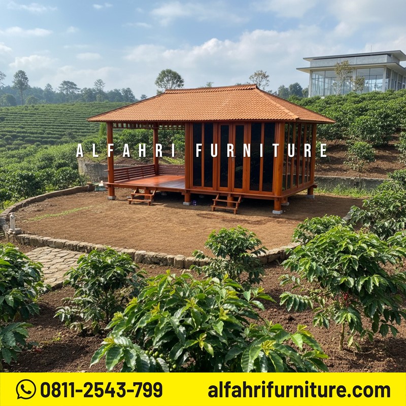 Gazebo Rumah Kayu 3x6 Untuk Area Hijau Rumah
