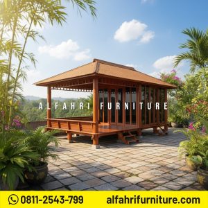 Gazebo Rumah Kayu 3x6 Untuk Taman Rumah Minimalis Modern