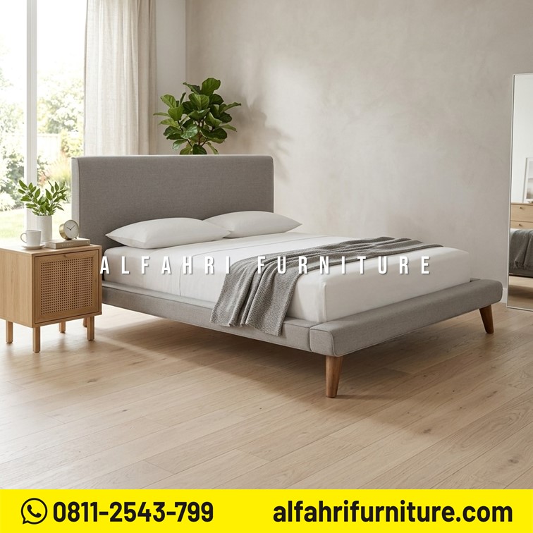Tempat Tidur Jati Minimalis Scandinavian Retro 160x200 cm Dipan Kayu Jati Mewah Modern